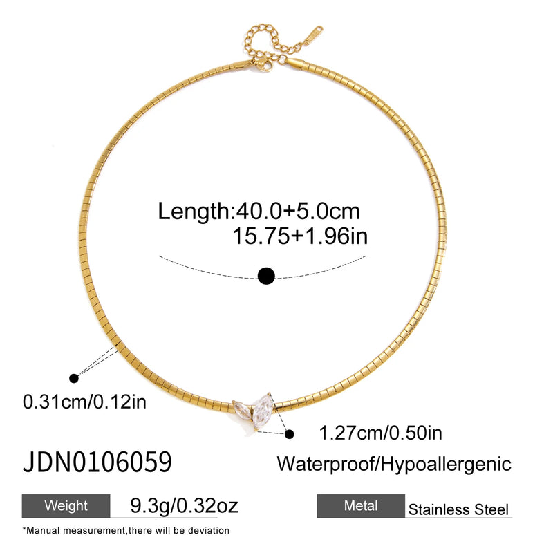 Kika Delicate Zircon Pendant Necklace 18K Gold PVD Plated Stainless Steel 316L