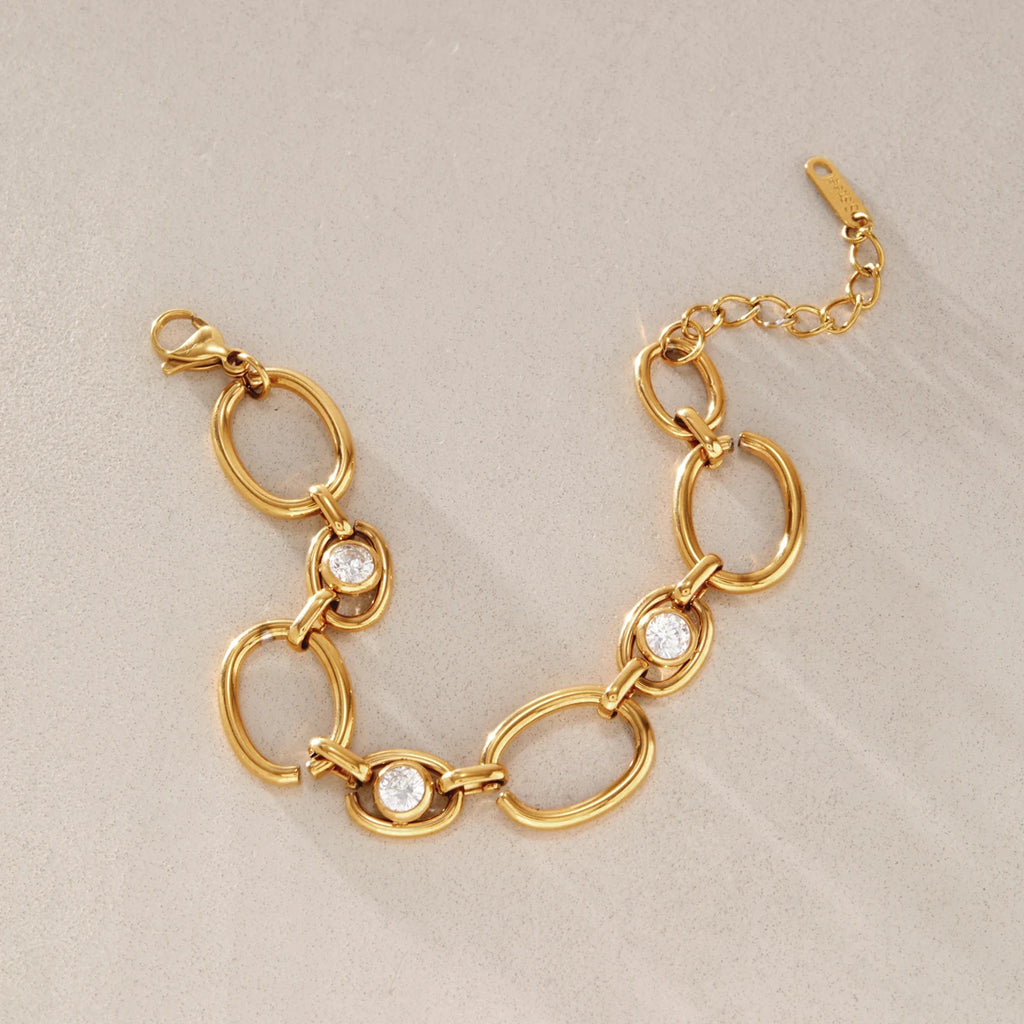 KIKA Classic Zircon Hollow Chain Bracelet For Women Minimalist 18K Gold Plated Stainless Steel Bracelet Fashion Jewelry Gift