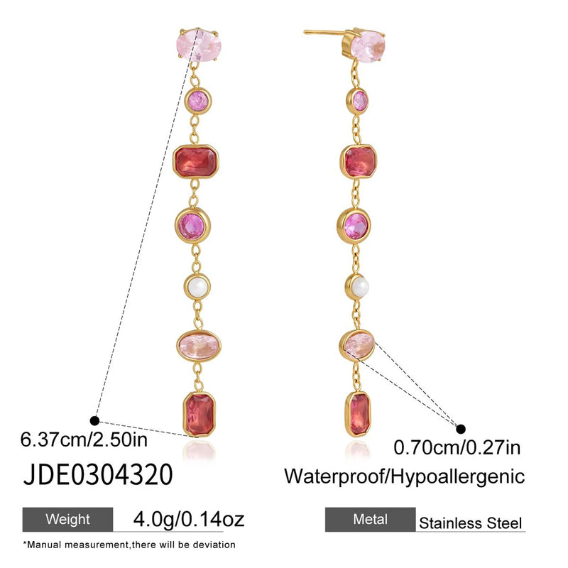 Kika Delicate Multicolor Geometric Zircon Drop Earrings