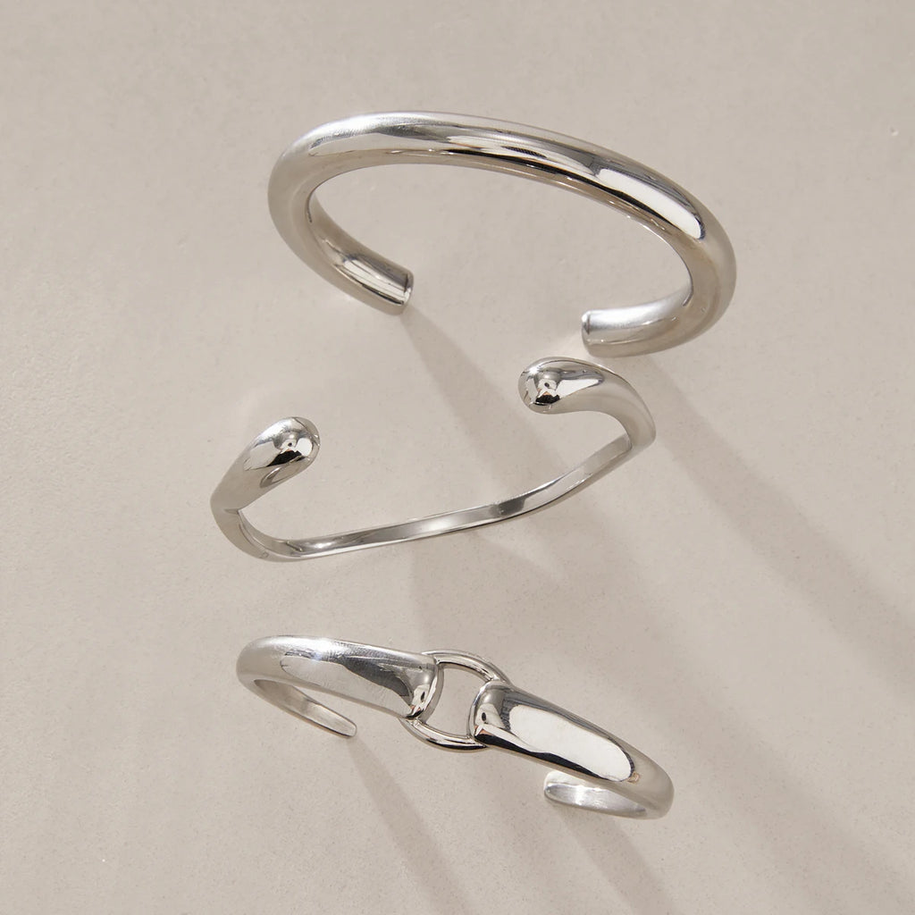 Kika Chunky Cuff Bracelet Minimalist Stainless Steel 316L Open Bangle Party Daily