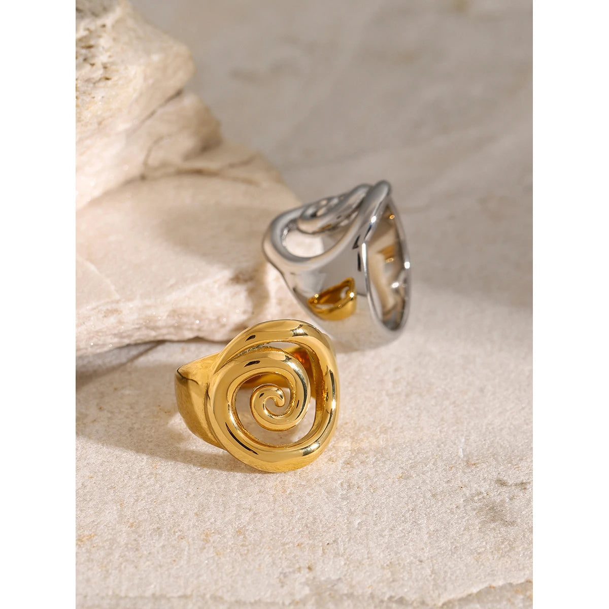 KIka Minimalist Opening Ring for Women Stainless Steel Jewelry 18 K