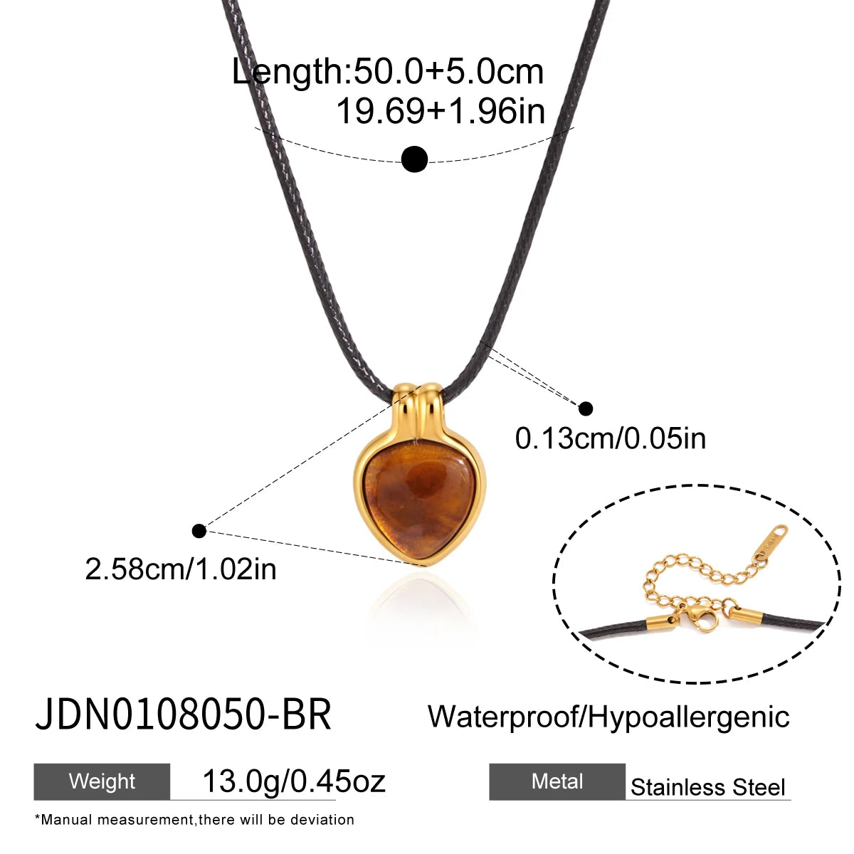 KIKA Vintage Geometric Resin Pendant Necklace For Women Black Color Rope Chain Necklace Stainless Steel Fashion Jewelry Gift
