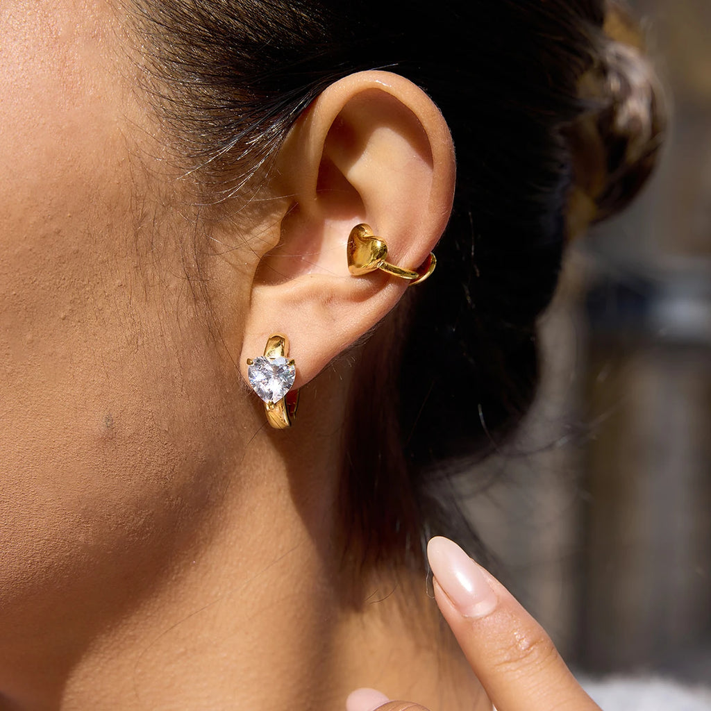 KIKA Classic PVD Plated Gold Heart Shape Ear Clip  Stainless Steel 316L