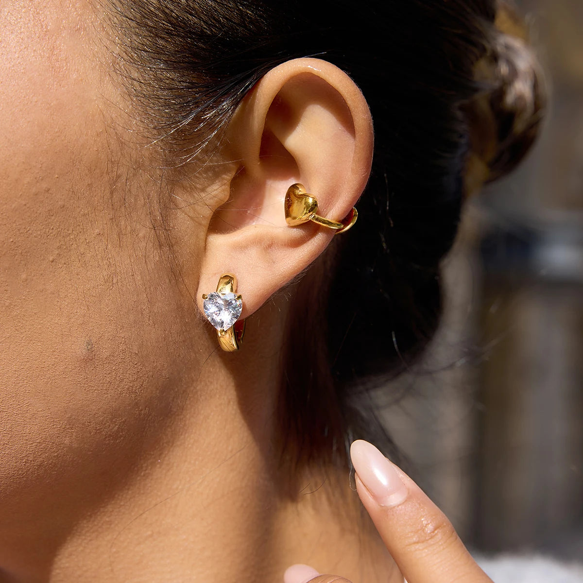 KIKA Classic PVD Plated Gold Heart Shape Ear Clip  Stainless Steel 316L