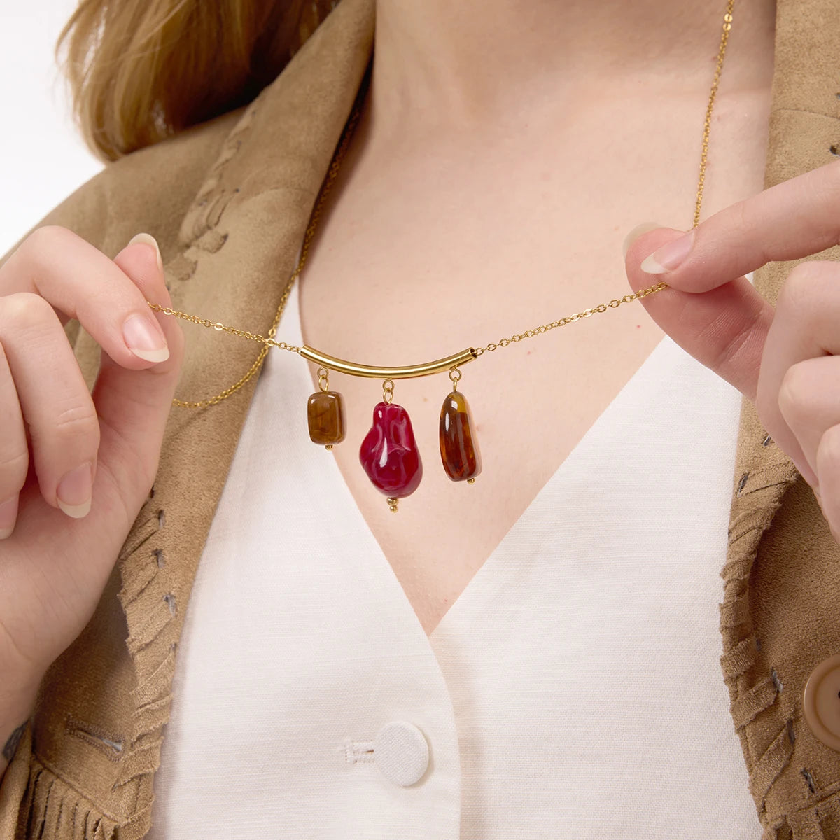 Kika Vintage Smile Sweater Chain Long Pendant Necklace