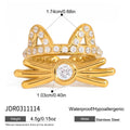 White Rhinestone Cat Open Ring For
