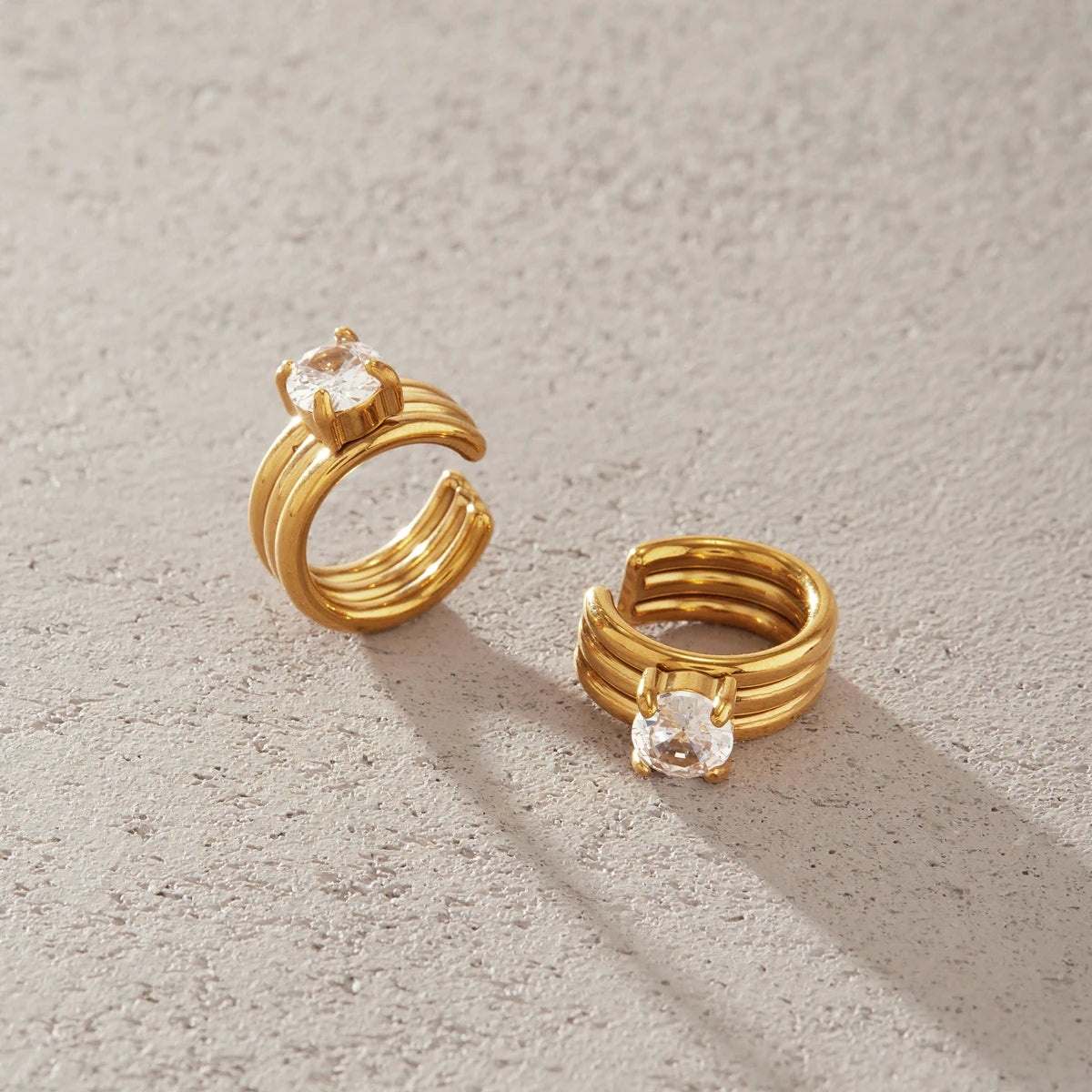 Kika Round Zircon Non-piercing Ear Clips Minimalist 18K Gold Plated Stainless Steel 316L