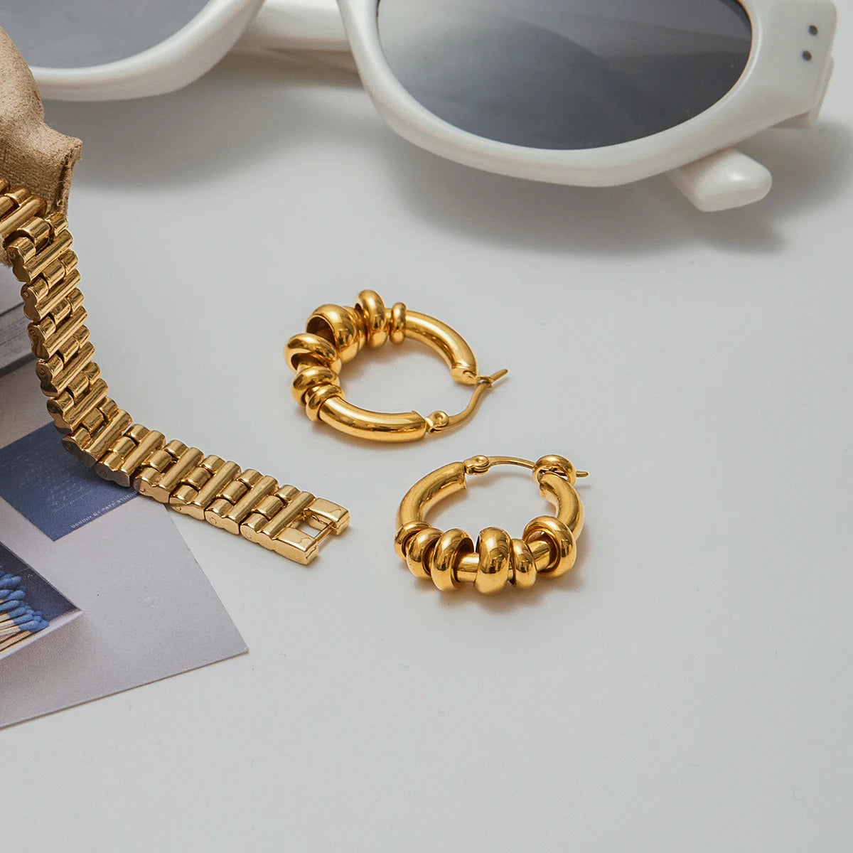 KIKA Minimalist 18K Gold Color PVD  Plated Stainless Steel 316L  Mobile Multi Loop Earrings
