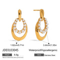 KIKA Fashion Pearl Hollow Door Handle Earrings 18K Gold Color PVD Plated Stainless Steel 316L Oval