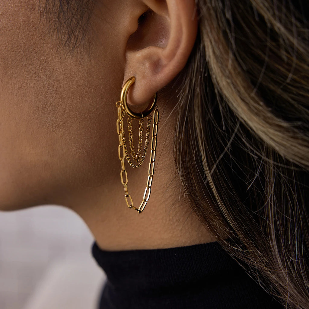 Kika Classic Trendy Chain Tassel Earrings Hypoallergenic