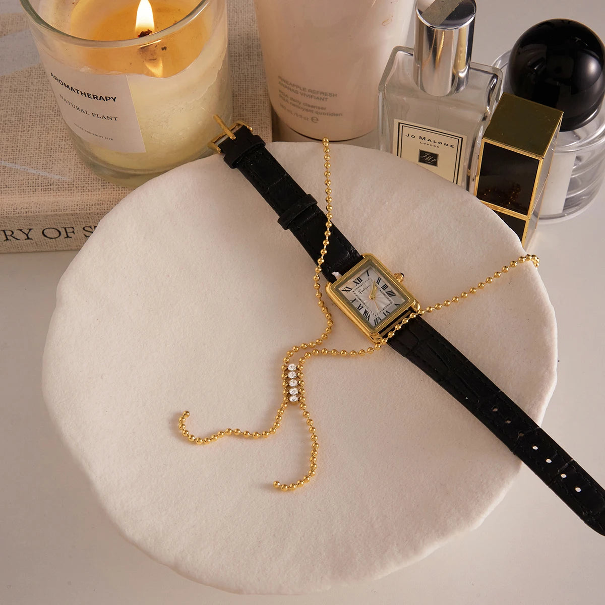 Kika Classic 18k White Rhinestone Bead Chain Y-shaped Chain Tassel Necklace