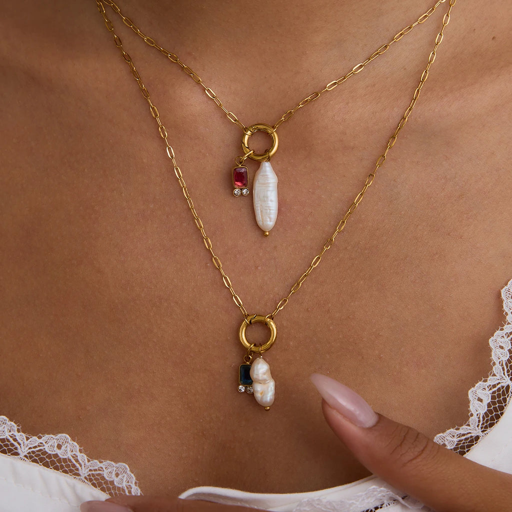 Kika Fashion Minimalist Freshwater Pearl Pendant Necklace