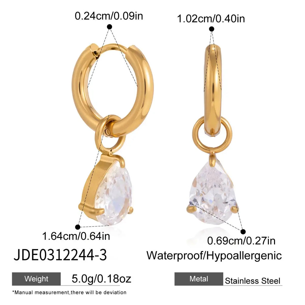 Shiny Cubic Zirconia Drop Earrings
