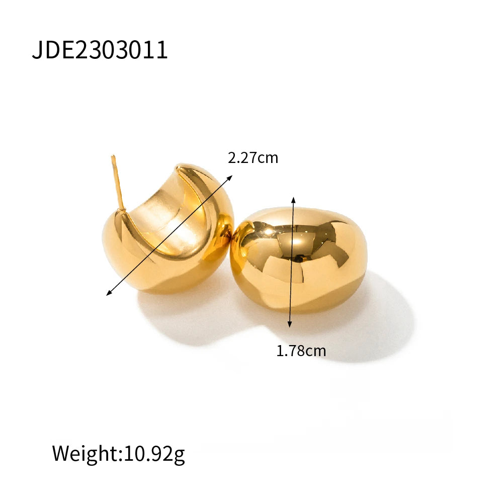 KIKA Stainless Steel 316L Chunky Stud Earrings for Women Statement Metal Texture Golden Geometric boucle