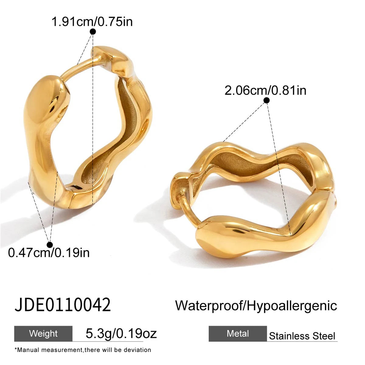 KIKA Classic PVD Plated  Hoop Earring  Stainless Steel 316L