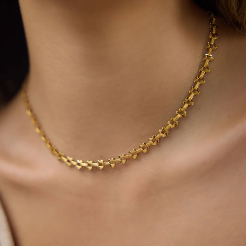 Kika Classic Gold Color Hollow Heart Necklace