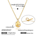 KIKA Glass Stone Crystal Geometric Pendant Necklace 18K Gold Plated Stainless Steel Necklace 316L