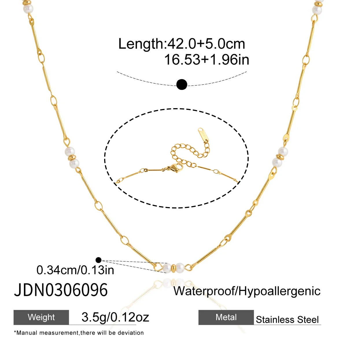 KIKA Elegant Imitation Pearl Necklace Minimalist 18K Gold PVD Plated Stainless Steel 316L