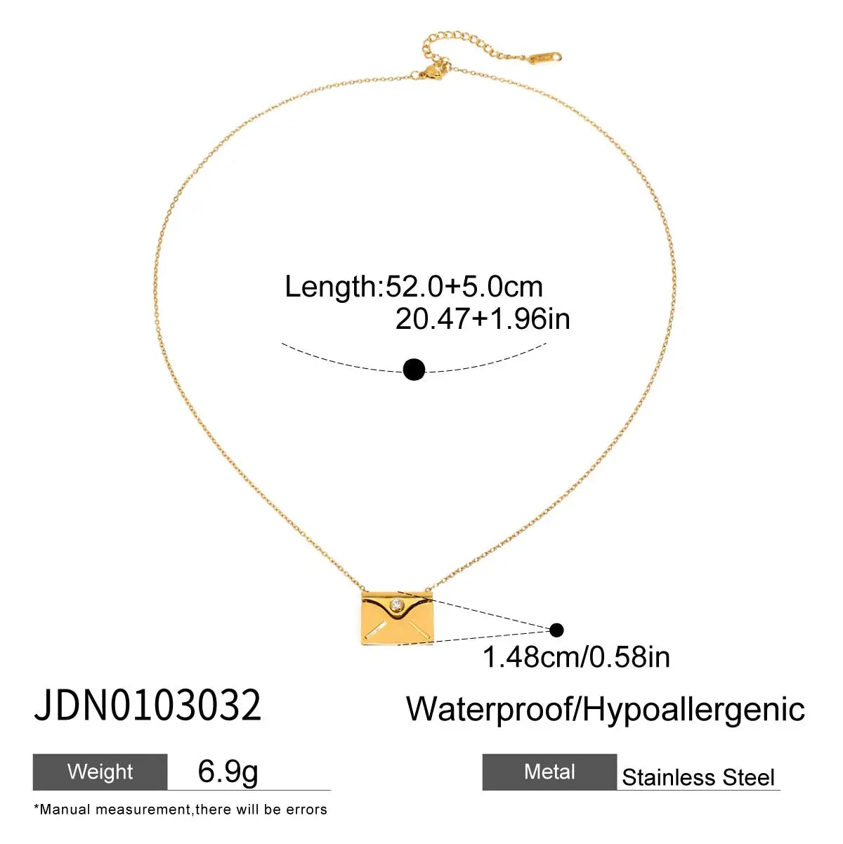 Kika Minimalist Letter Envelope Necklace