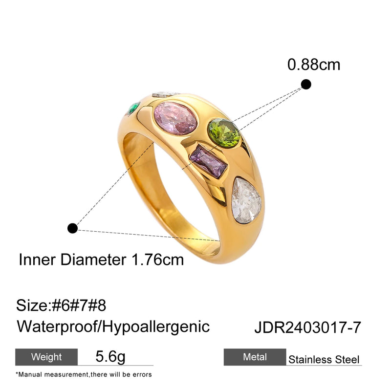 KIKA Stainless Steel Jewelry Exquisite Cubic Zirconia Women Ring 18 K Metal Wedding Engagement Waterproof