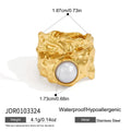 Kika Classic Hammer Texture With Imitation Pearl Wide Open Ring ñ