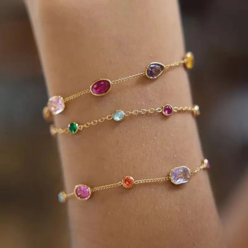 KIKA Multicolor Geometric Zircon Bracelet  PVD Plated Stainless Steel 316L