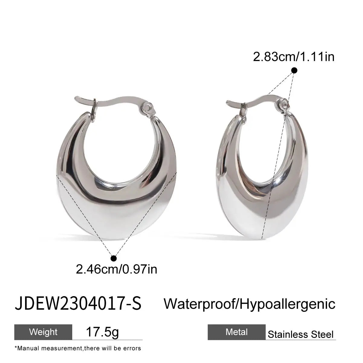 Kika Simple Classic 18K Gold Color Plated Stainless Steel U-shaped Earrings