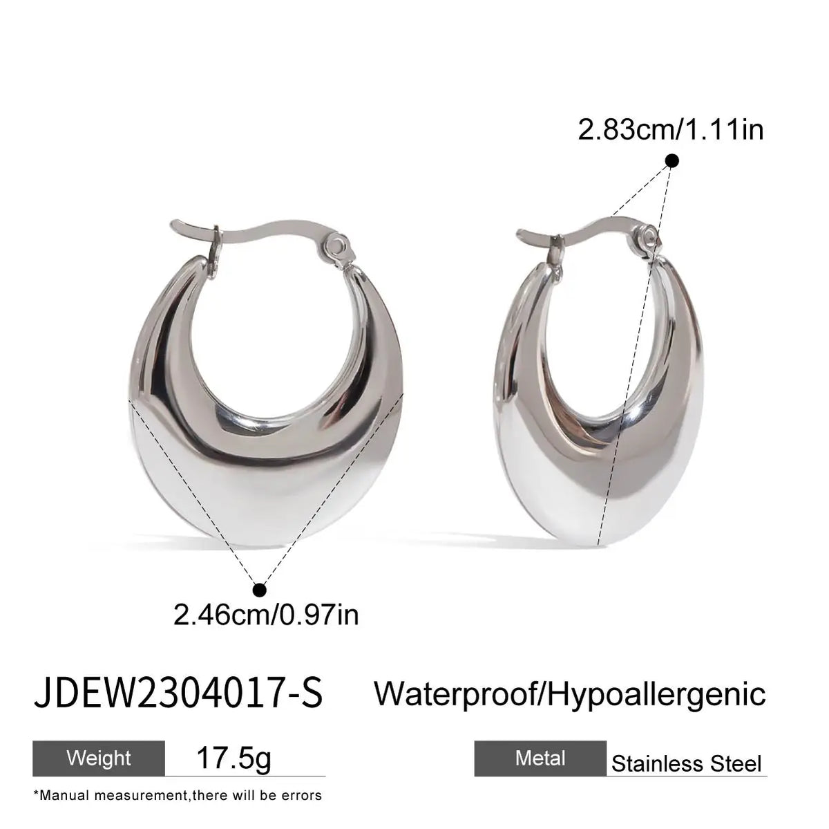 Kika Simple Classic 18K Gold Color Plated Stainless Steel U-shaped Earrings