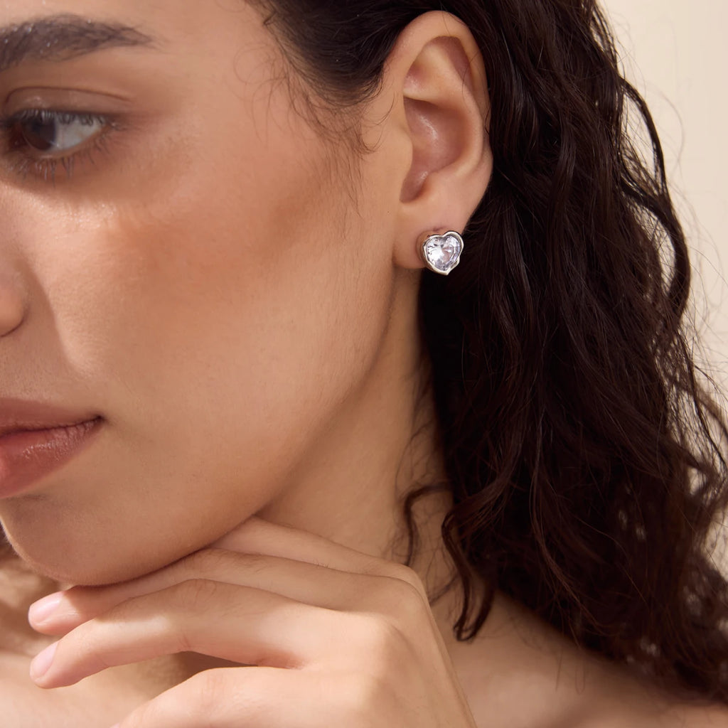 Kika Classic Geometric Cubic Zirconia Stud Earrings 18K Gold Plated Stainless Steel 316L