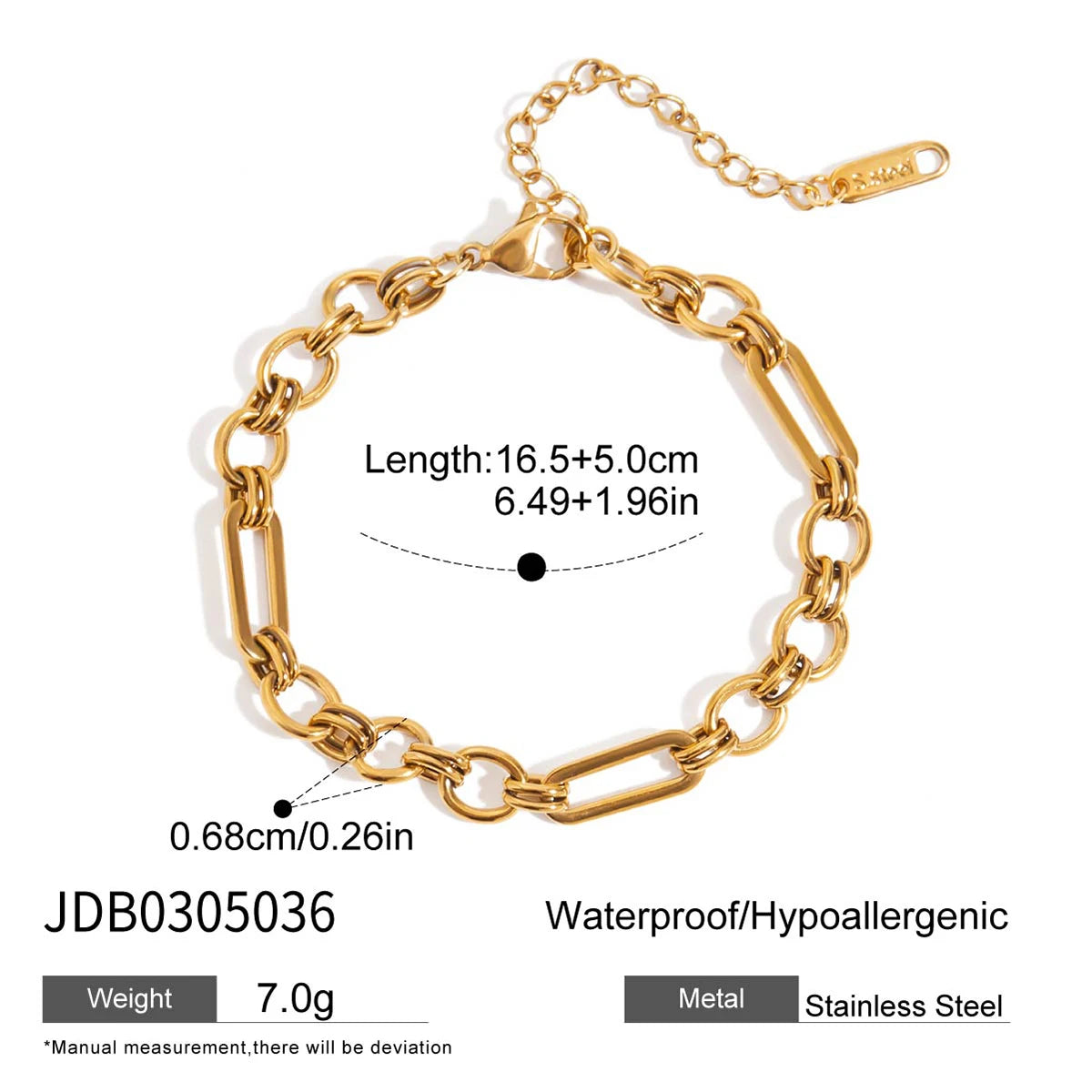 Link Chain Stainless Steel Bangle Bracelet