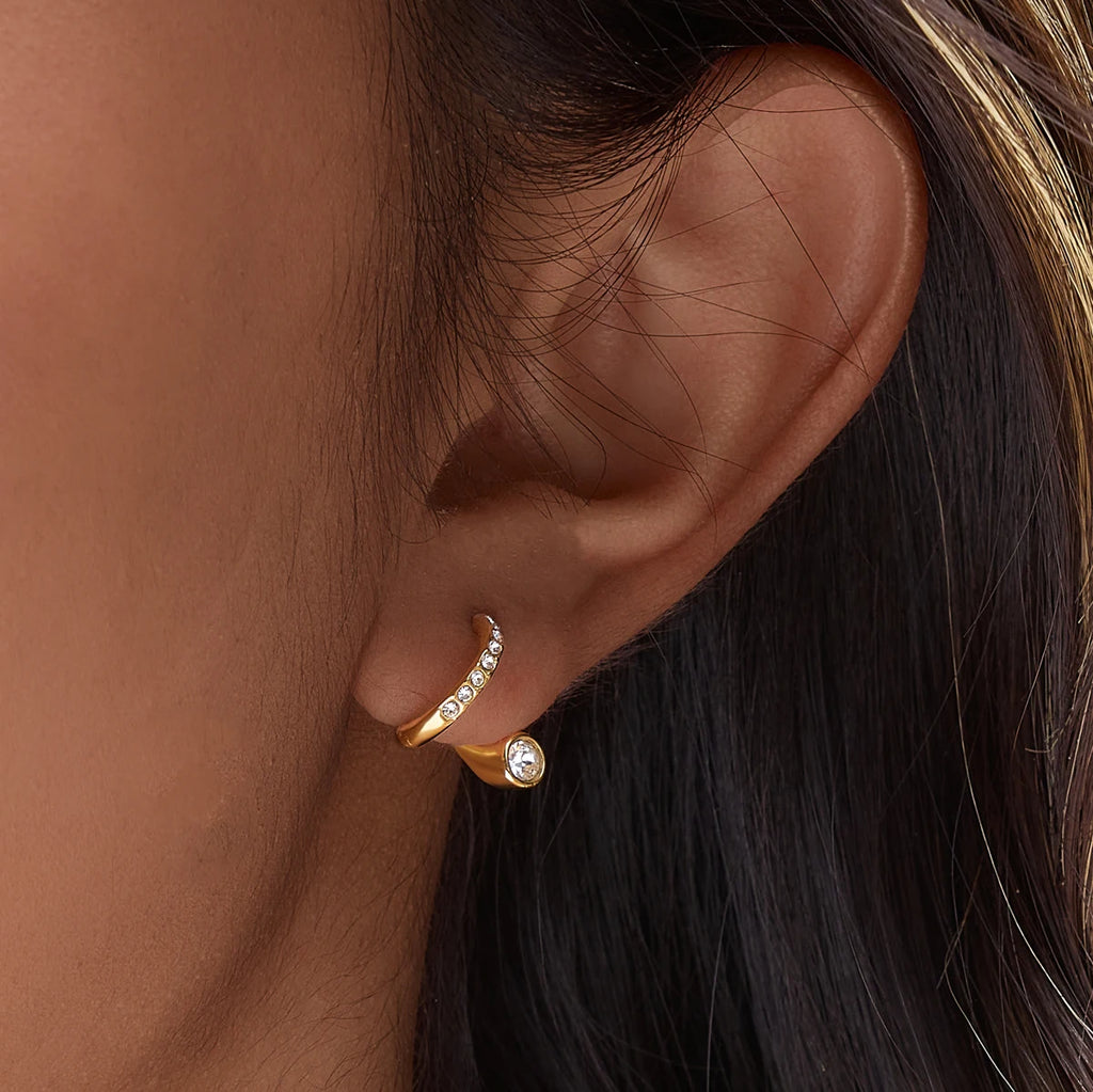 Kika  Geometric Wave Shape Stud Earrings Minimalist 18K Gold PVD Plated Stainless Steel 316L