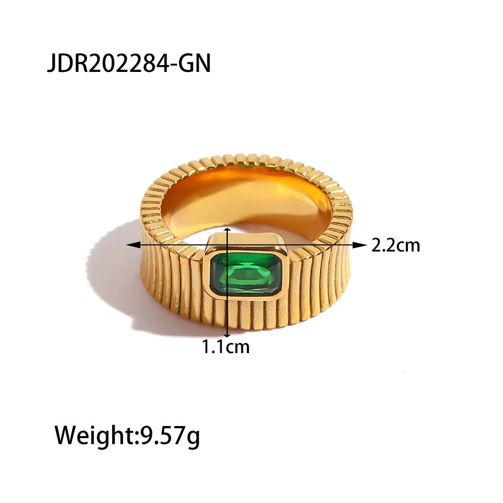 Kika Retro Green Zircon Ring