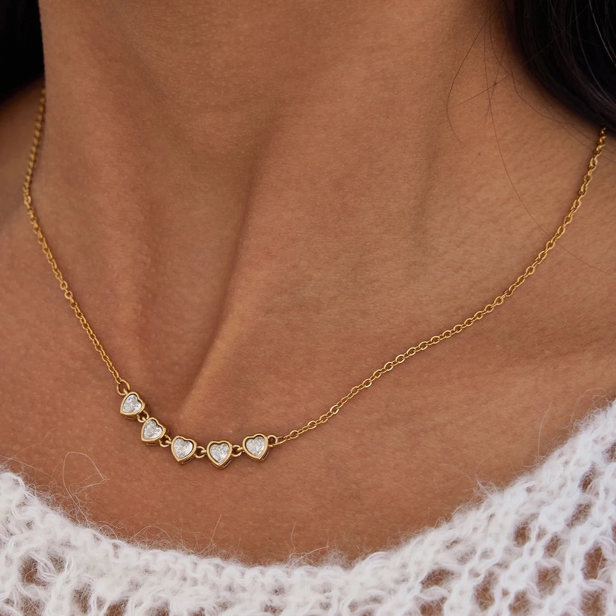 Heart-Shaped Zircon Tennis Chain Necklace
