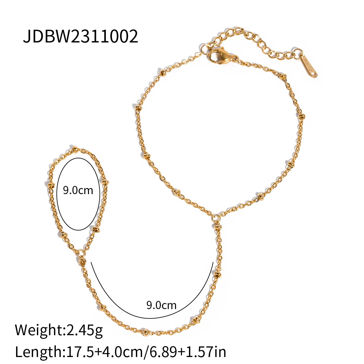 KIKA Minimalist Color Plated Stainless Steel 316L Three Layer Bracelet with Fingers and Zircon