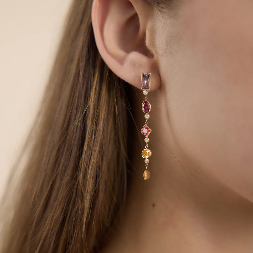 Kika Delicate Multicolor Geometric Zircon Drop Earrings