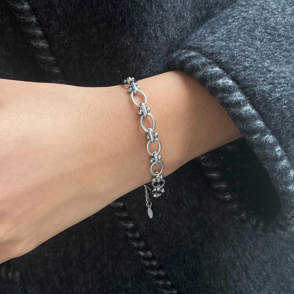 KIKA Minimalist Hammer Pattern Adjustable Bracelet Stainless Steel 316L Serpentine Chain Blade Chain Stackable