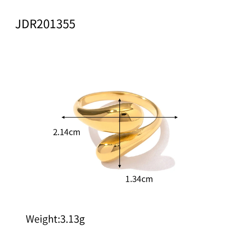 Kika Stainless Steel Twist Ring Trendy Metal 18K Geometric Finger Ring