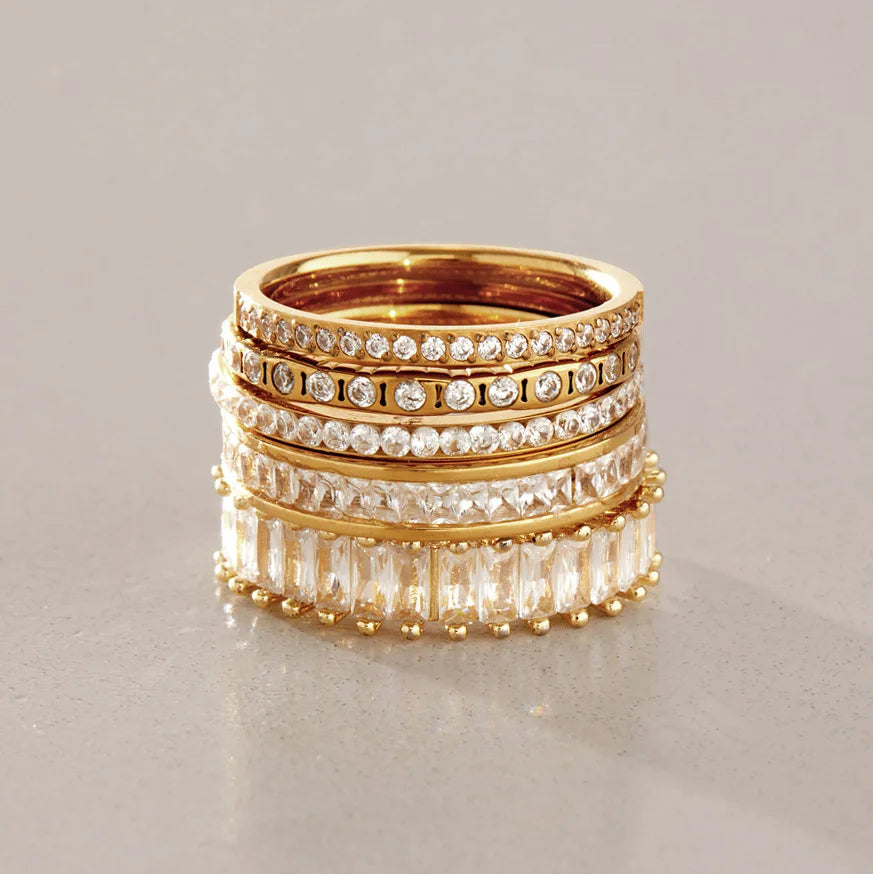 KIKA Delicate Geometric Zircon Rings Gold PVD Plated Stainless Steel 316L