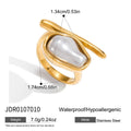 KIKA Simple and Elegant 18K Gold Color PVD Plated Stainless Steel 316L Baroque Shaped Pearl Asymmetric Ring Stackable Pearl