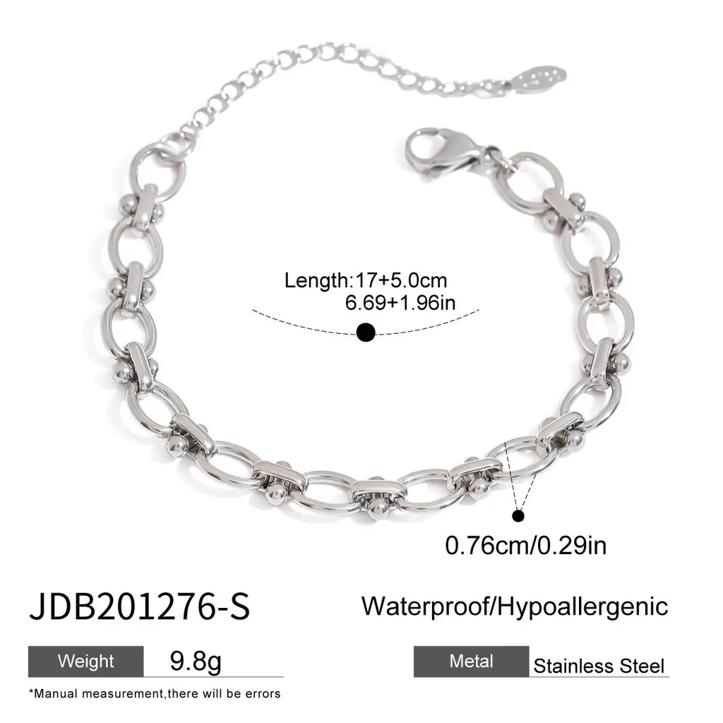 KIKA Minimalist Hammer Pattern Adjustable Bracelet Stainless Steel 316L Serpentine Chain Blade Chain Stackable