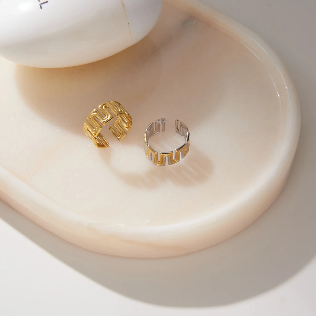 KIKA Minimalist Wave Shape Open Rings PVD Plated Stainless Steel 316L