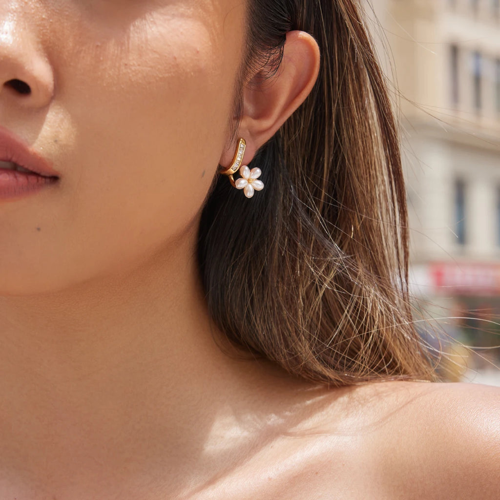 KIKA Elegant Resin Pearl Stud Earrings  18K Gold PVD Plated Stainless Steel 316L