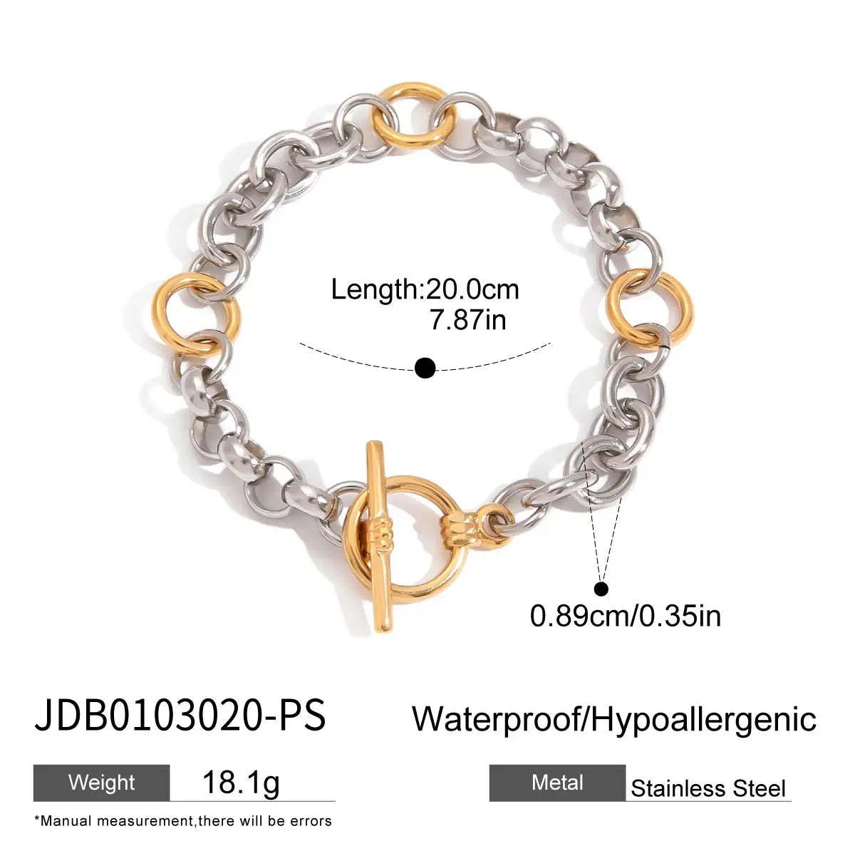 KIKA Stainless Steel 316L PVD Plated Snake Chain Bracelet