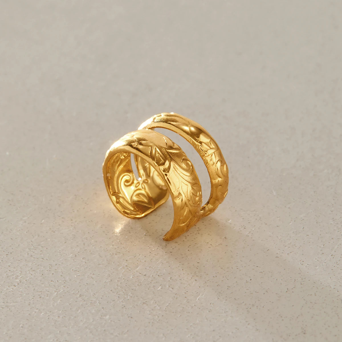 KIKA 1 PC Vintage Double Layer Non-piercing Ear Clip For Women 18K Gold Plated Stainless Steel Earring Fashion Jewelry Gift