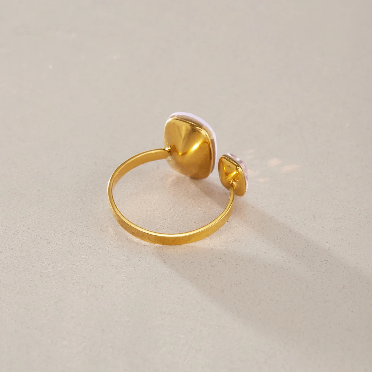 KIKA Elegant Geometric Glass Crystal Open Rings 18K Gold PVD Plated Stainless Steel316L