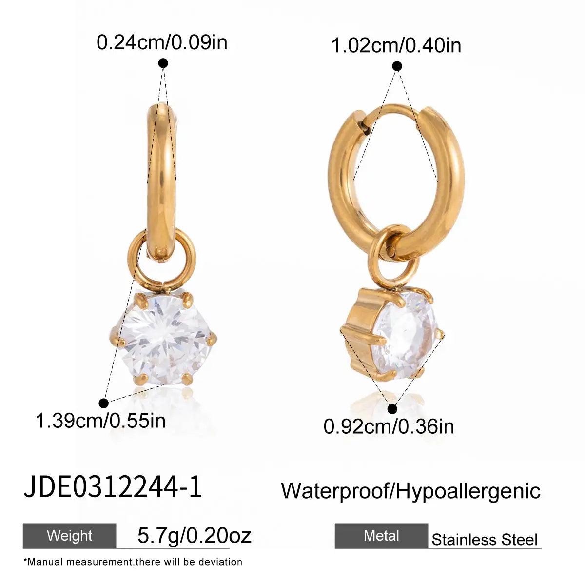 Shiny Cubic Zirconia Drop Earrings