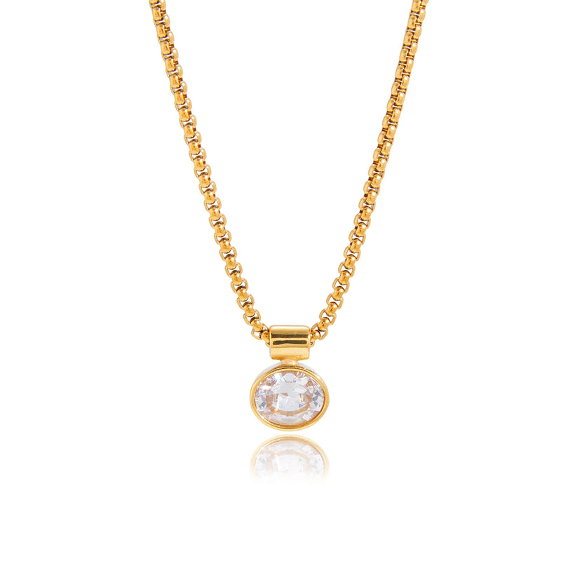 Classic White Egg-Shaped Zircon Pendant Necklace