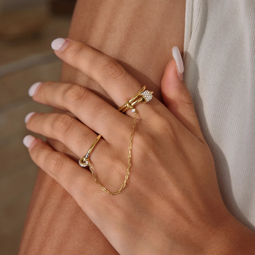KIKA Delicate Crystal Rings For Women Minimalist 18K Gold PVD Plated Stainless Steel Tassel Rings Fashion Jewelry Gift