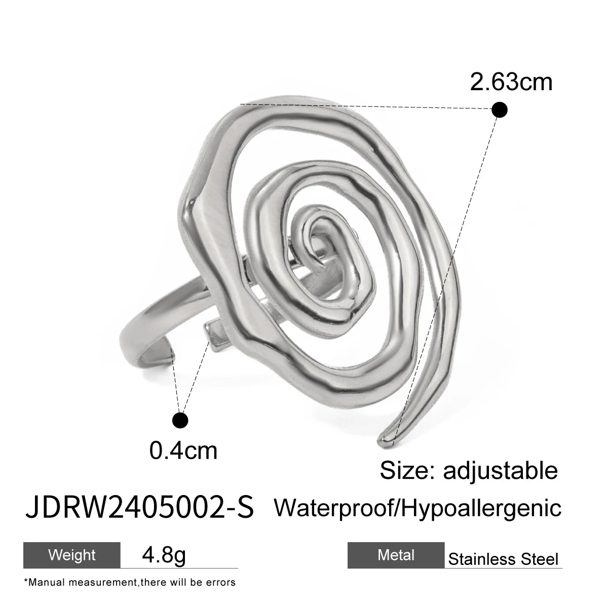 KIka Minimalist Opening Ring for Women Stainless Steel Jewelry 18 K