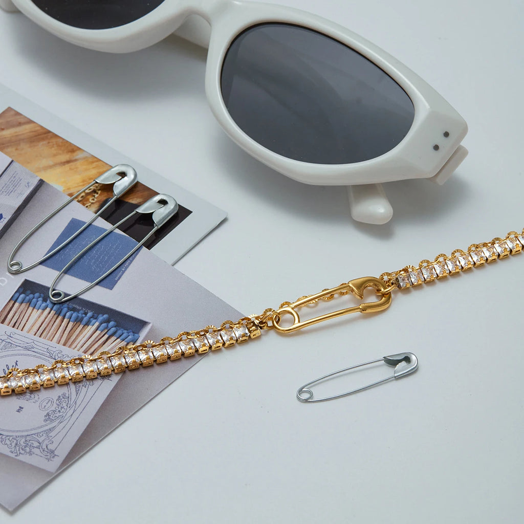 KIKA Simple Classic Square White Zircon Bracelet Paper Clip Double layer Bracelet Stainless Steel Chain Women's Jewelry Party